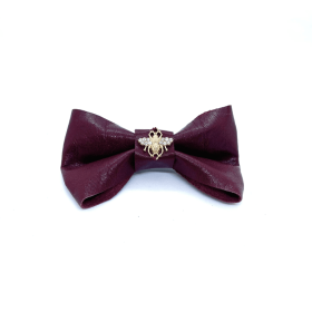 Red Wine Leather Dog Bow Tie