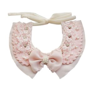 Lovely Pink Pearl Dog Bowknot Princess Collar