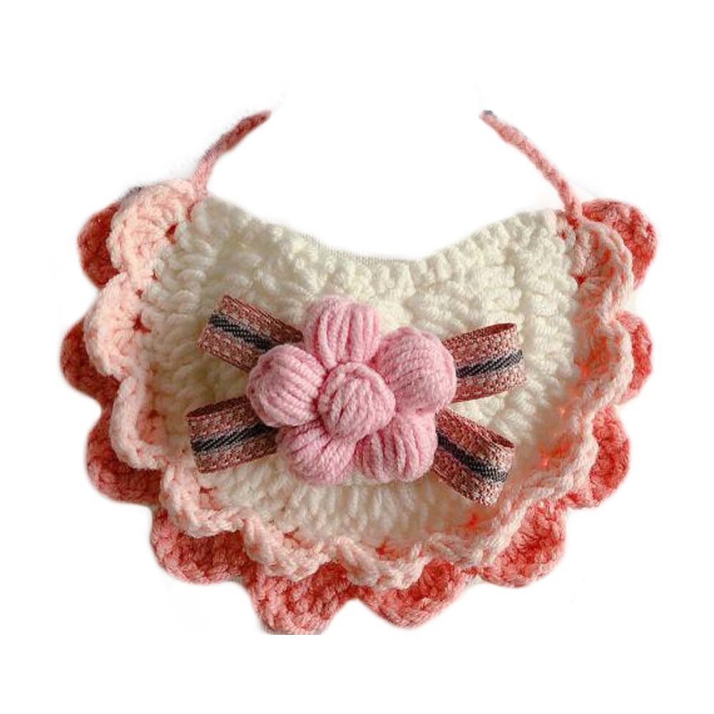 Handmade Pink Flower Dog Collar Scarf