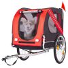 Dog Bike Trailer, Breathable Mesh Dog Cart with 3 Entrances, Safety Flag, 8 Reflectors, Folding Pet Carrier Wagon with 20 Inch Wheels, Bicycle Carrier
