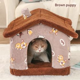 Easy To Assemble Dog Kennel (Option: Brown Puppy-52x43x43)