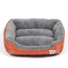 Four Seasons Universal Winter Fleece-lined Dog Bed (Option: Orange-S)
