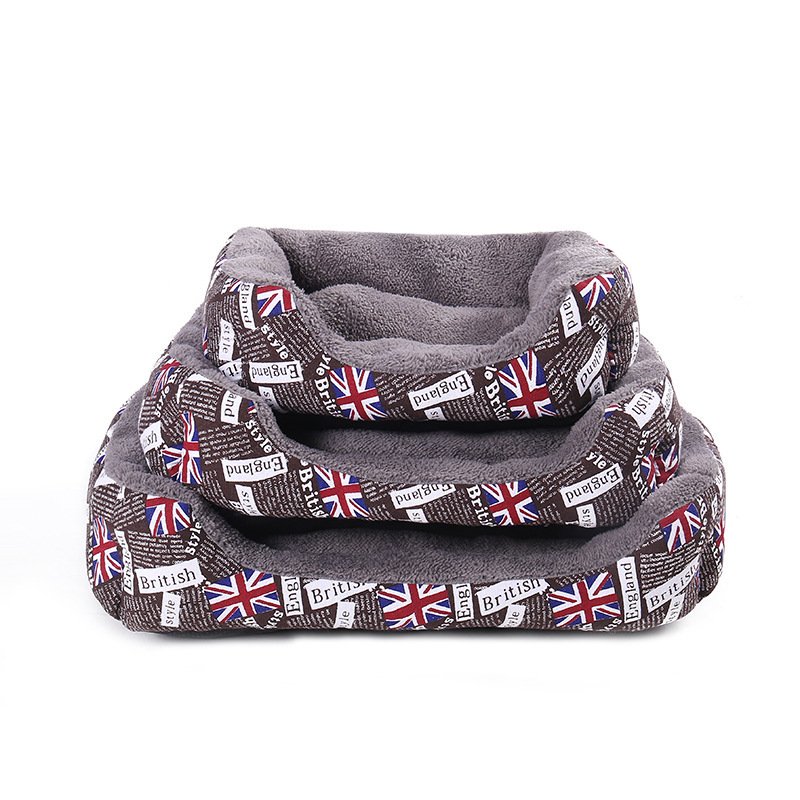 Four Seasons Universal Winter Fleece-lined Dog Bed (Option: Beige Brown-S)
