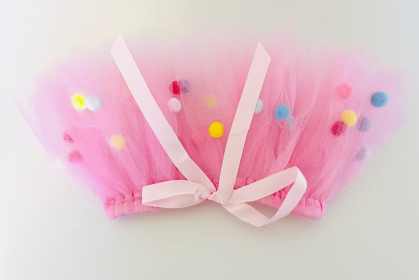 Pink Pom Pom Dog Tutu Skirt (size: XL)