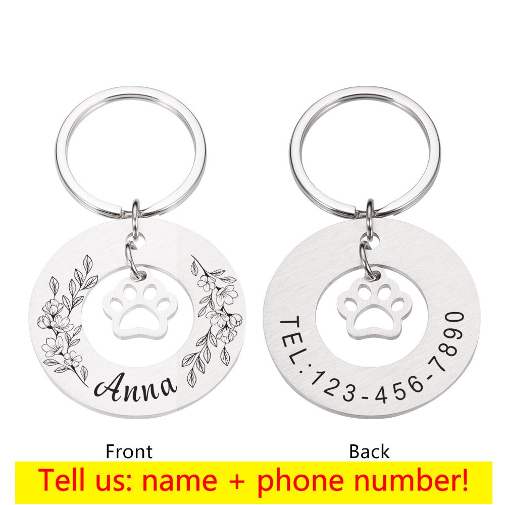 Personalized Pet Tag Medal Customized Metal Dog Collar (Color: Silver)