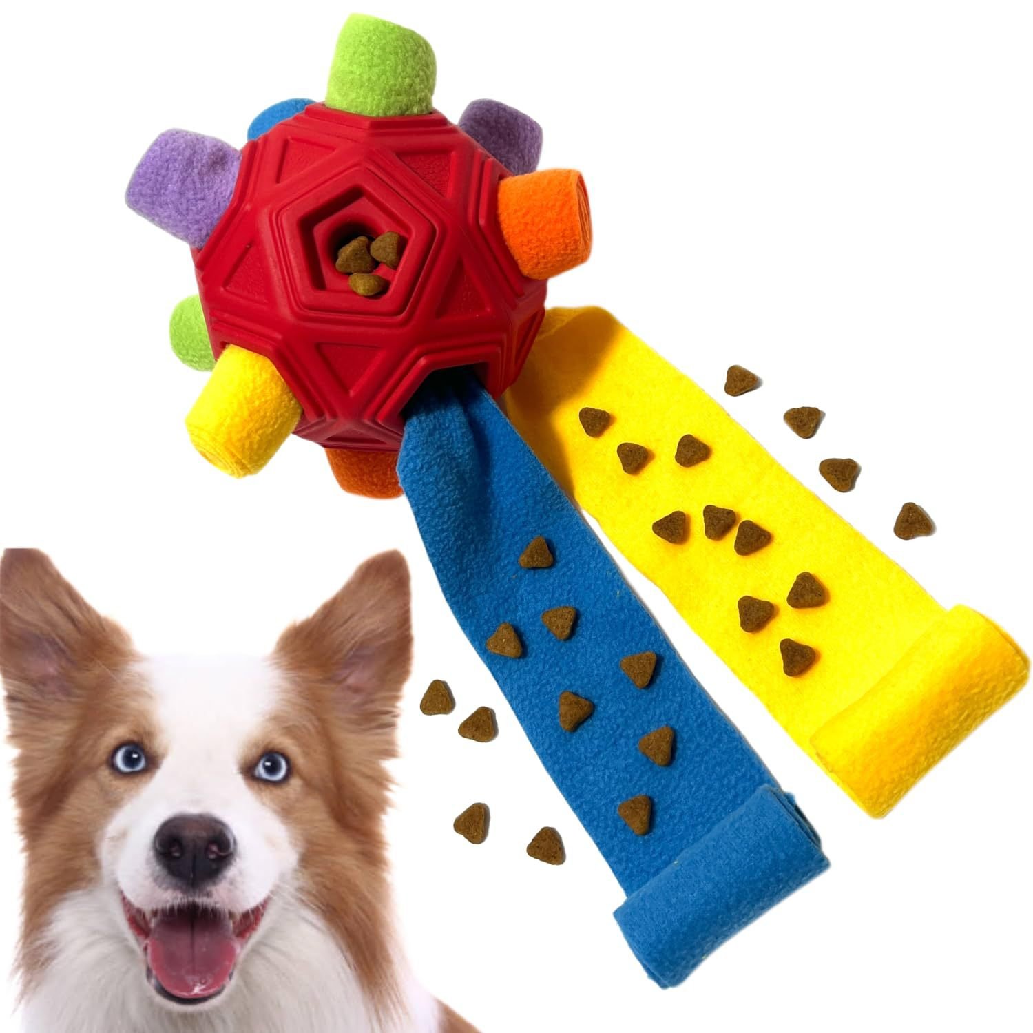 Dog Hollow-out Bite-resistant Smell Ball (Option: Red Body-Rainbow)