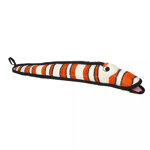Tuffy Ocean Creature Eel Toy (Color: Orange & Black, size: one size)