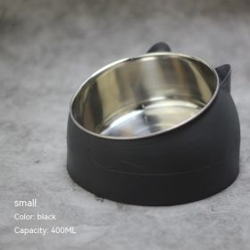 Stainless Steel Dog Bowl with Cervical Protection (Option: black-400ml)