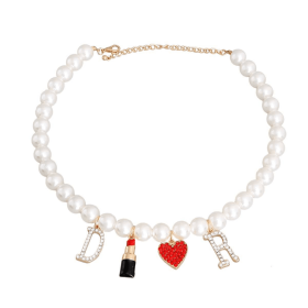 Pearl Designer Charm Necklace (Color: Cream)