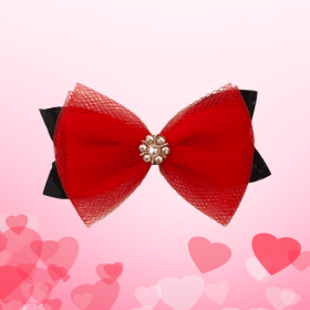 Dog Hair Barrette (Type: Tulle Pearl & Rhinestone)