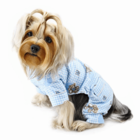 Adorable Teddy Bear Love Flannel PJ (Color: Light Blue, size: medium)
