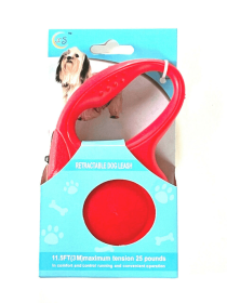 Retractable Dog Pet Leash 11.5ft (3m) Maximum Tension 25 Lbs (Color: Red)
