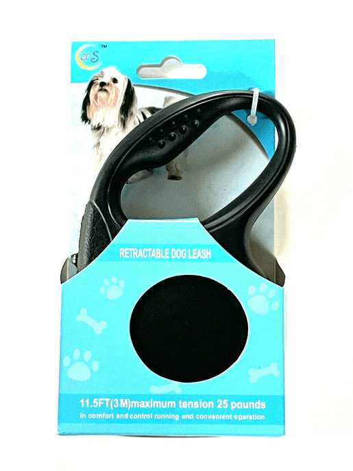 Retractable Dog Pet Leash 11.5ft (3m) Maximum Tension 25 Lbs (Color: Black)