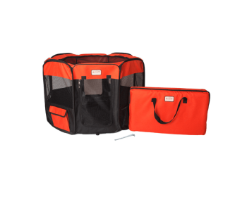 Armarkat PP002R-M Portable Pet Playpen (Color: Bk and Rd Combo)