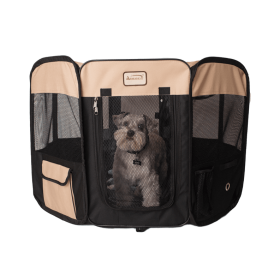 Armarkat PP002R-M Portable Pet Playpen (Color: Bk and Bge Combo)