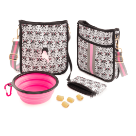 Dog Walking Messenger Bag Set (saying: "Oh la la" French Bulldog)
