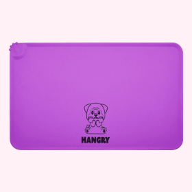 Dog Food Mat (saying: "Hangry" Purple)
