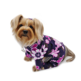Midnight Garden Fleece Turtleneck Pajamas (Color: Violet, size: M)