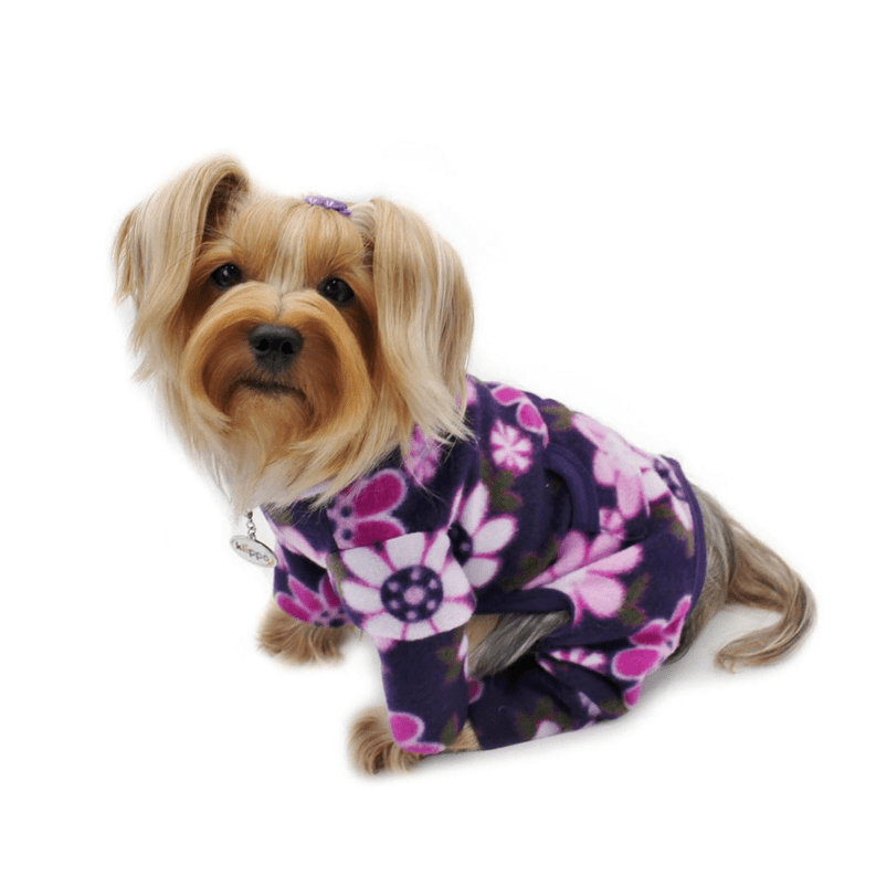 Midnight Garden Fleece Turtleneck Pajamas (Color: Violet, size: L)