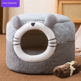 Four Seasons  Removable And Washable Kennel (Option: Gray Totoro With Blanket-S)