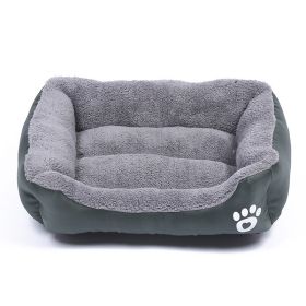 Four Seasons Universal Winter Fleece-lined Dog Bed (Option: Dark Green-S)
