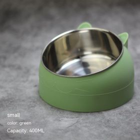 Stainless Steel Dog Bowl with Cervical Protection (Option: Nordic Green-400ml)