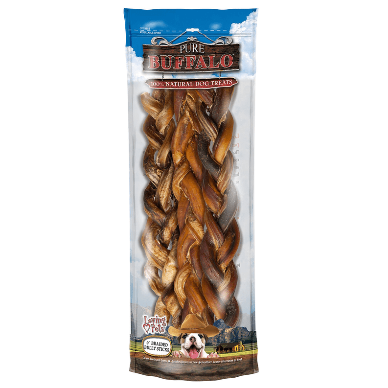 Pure Buffalo Braided Bully Sticks (size: 9"- 2pk)