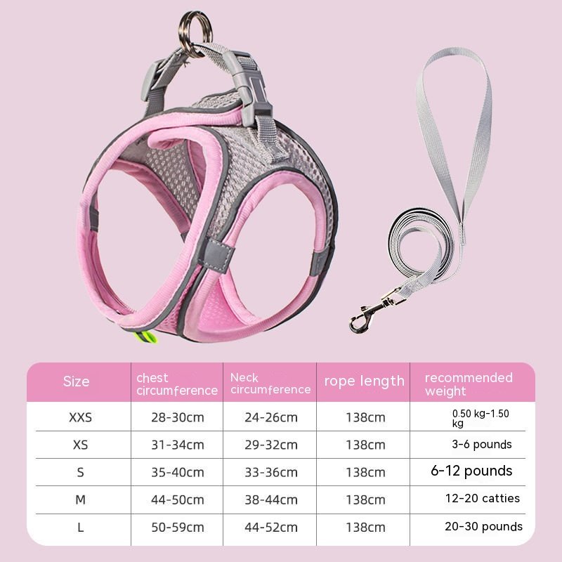Hand Holding Rope Pet Dog Breast Strap Summer Breathable (Option: Pink-XXS)