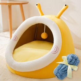 Four Seasons  Removable And Washable Kennel (Option: Yellow Snail With Blanket-S)