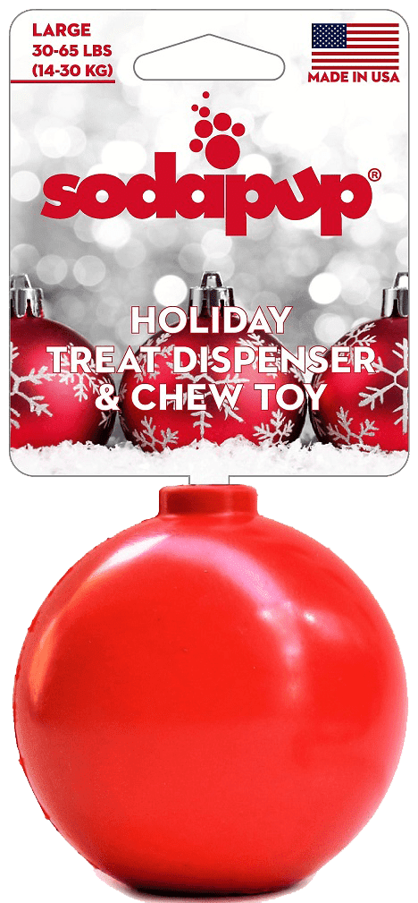 SP Christmas Ornament Durable Rubber Chew Toy & Treat Dispenser (Color: Red, size: medium)