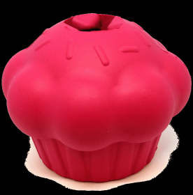 Cupcake Durable Rubber Chew Toy & Treat Dispenser (Color: Pink, size: large)