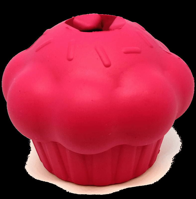 Cupcake Durable Rubber Chew Toy & Treat Dispenser (Color: Pink, size: medium)