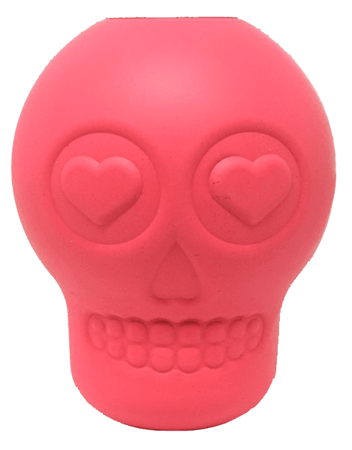 MKB Sugar Skull Durable Rubber Chew Toy & Treat Dispenser (Color: Pink, size: large)