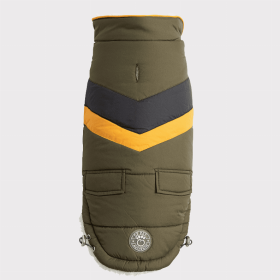 GF Pet  Alpine Puffer (Color: Dark Khaki, size: large)