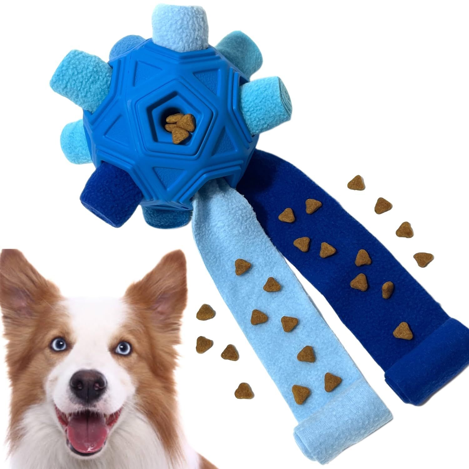 Dog Hollow-out Bite-resistant Smell Ball (Option: Blue-Rainbow)