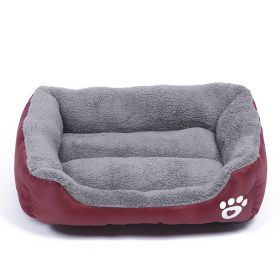 Four Seasons Universal Winter Fleece-lined Dog Bed (Option: Wine Red-S)