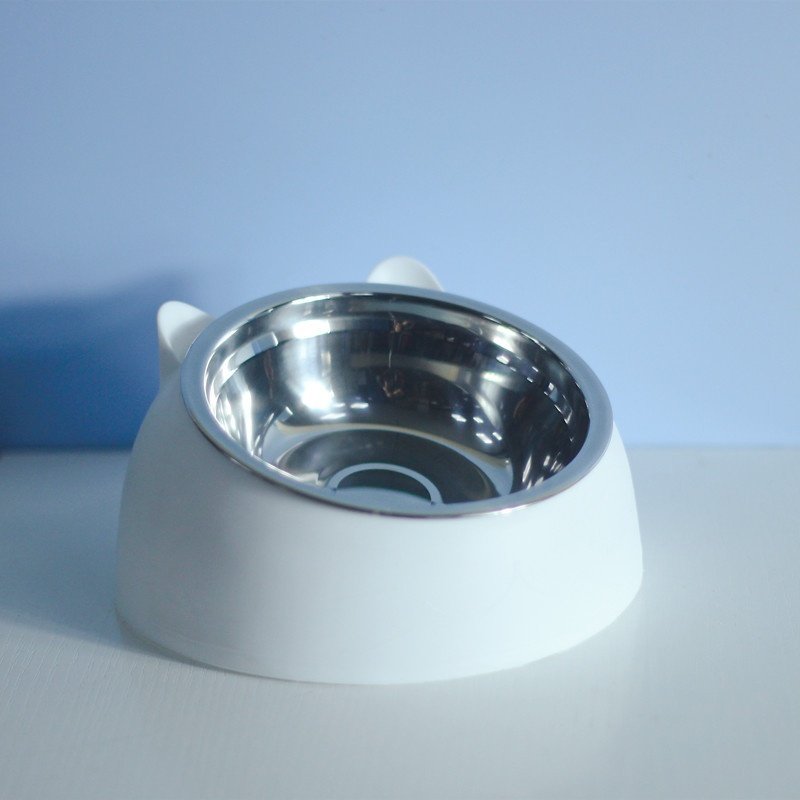 Stainless Steel Dog Bowl with Cervical Protection (Option: white-200ml)