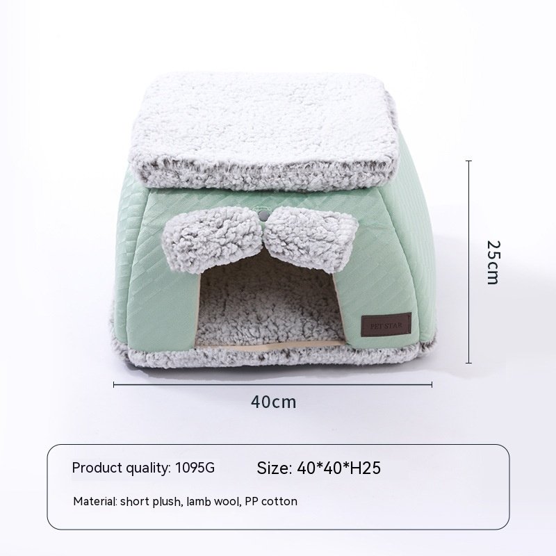 Self-heating Thermal Pet Bed Closed (Option: Door Curtain Heater Nest)