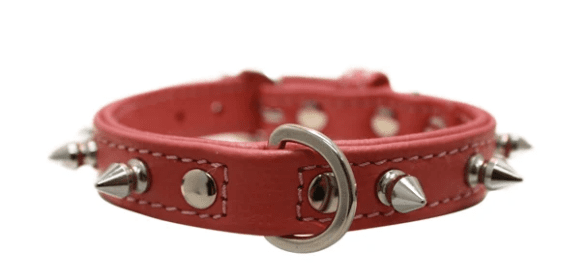Rotterdam Spiked Dog Collar by Angel (color/size: 12" X 5/8" , Bubblegum Pink)