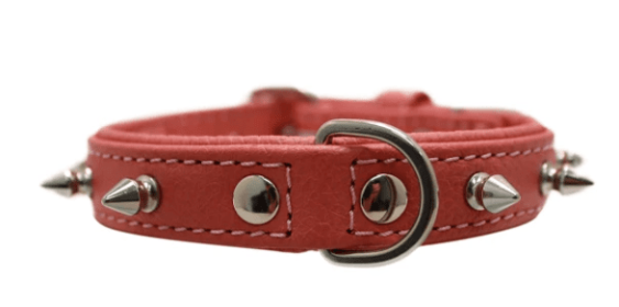 Rotterdam Spiked Dog Collar by Angel (color/size: 14" X 3/4" , Bubblegum Pink)