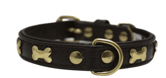Rotterdam Bones Dog Collar by Angel (color/size: 14" X 3/4" , Chocolate Brown)