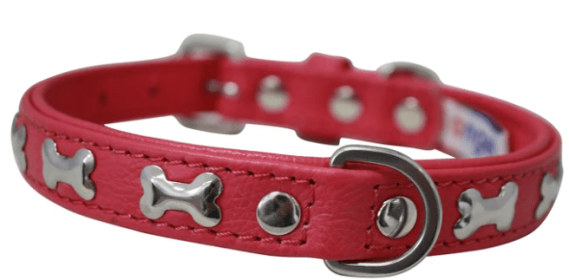Rotterdam Bones Dog Collar by Angel (color/size: 14" X 3/4" , Hot Pink)