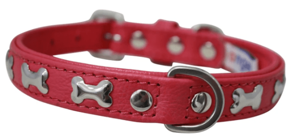 Rotterdam Bones Dog Collar by Angel (color/size: 18" X 3/4" , Hot Pink)
