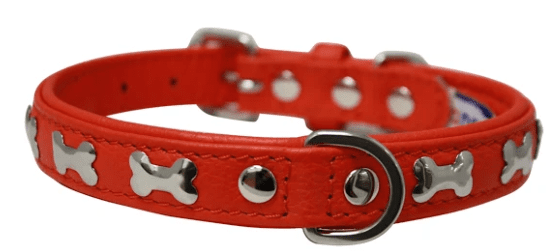 Rotterdam Bones Dog Collar by Angel (color/size: 18" X 3/4" , Goldfish Orange)