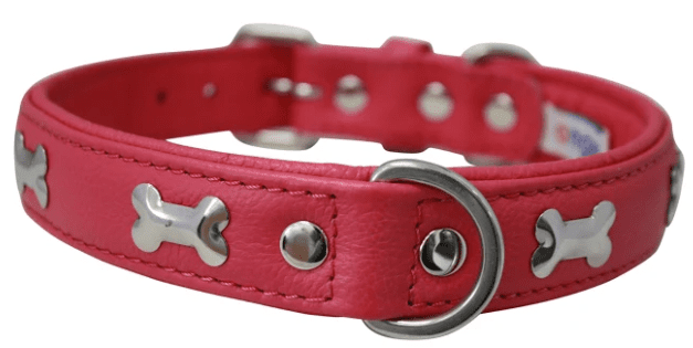 Rotterdam Bones Dog Collar by Angel (color/size: 22" X 1" , Hot Pink)