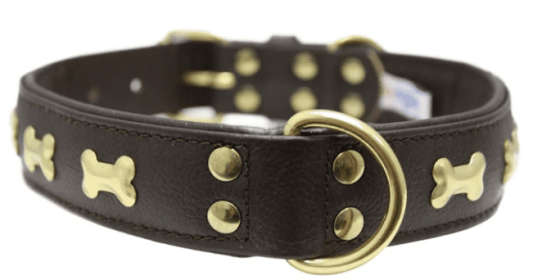 Rotterdam Bones Dog Collar by Angel (color/size: 24" X 1.25" , Chocolate Brown)