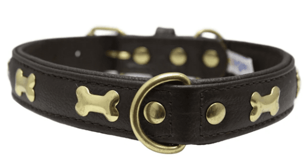 Rotterdam Bones Dog Collar by Angel (color/size: 20" x 1", Chocolate Brown)