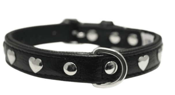 Rotterdam Hearts Dog Collar by Angel Midnight Black (size: 14" X 3/4")