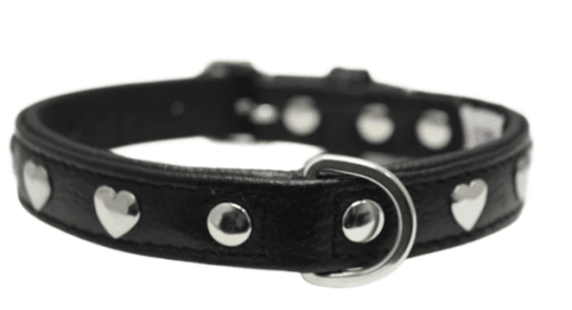 Rotterdam Hearts Dog Collar by Angel Midnight Black (size: 14" X 3/4")