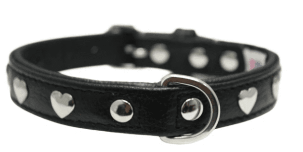 Rotterdam Hearts Dog Collar by Angel Midnight Black (size: 16" X 3/4")